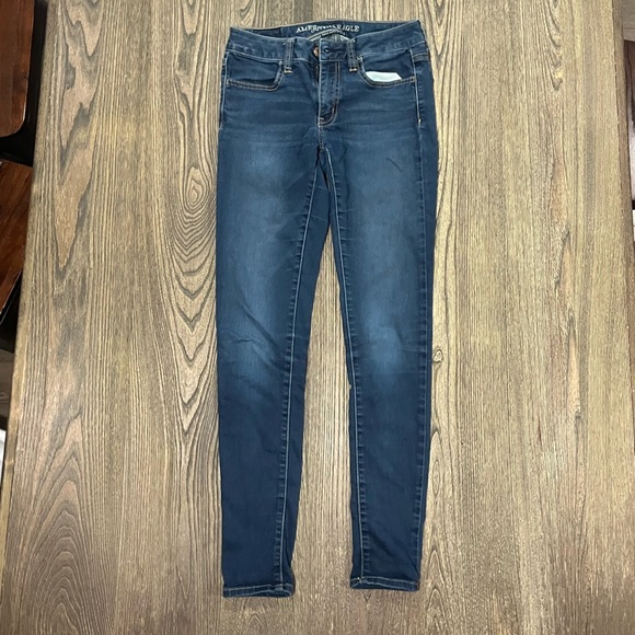 American Eagle Jeans Skinny Super Super Stretch Medium Wash Denim Blue Size 2 - Picture 1 of 11